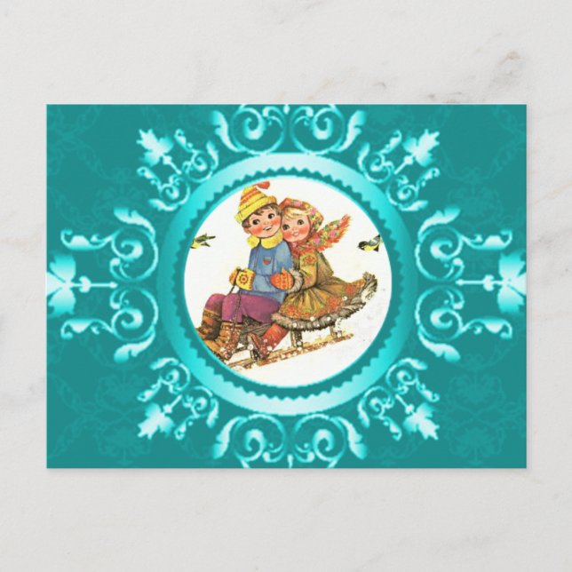 Postal Postcard Sleigh Ride o su foto Icy Blue Frame (Anverso)