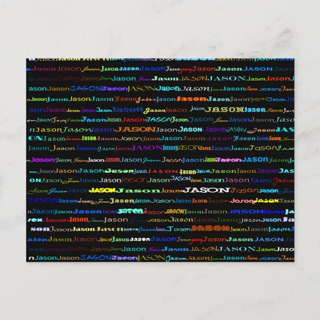 Postal Postcard sobre el diseño del texto de Jason (Anverso)