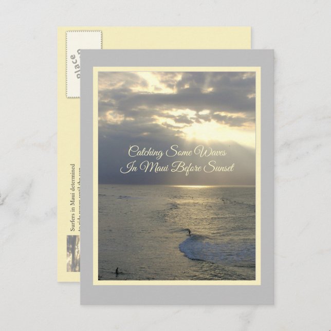 POSTAL POSTCARD, SURFERS MAUI CAPTURAN LAS ÚLTIMAS OLAS D (Anverso / Reverso)