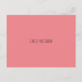 Postal Postcard te echo de menos una edición rosa, simple