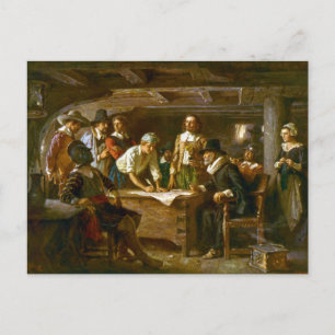 Postal Postcard The Mayflower Compact Ferris 1620