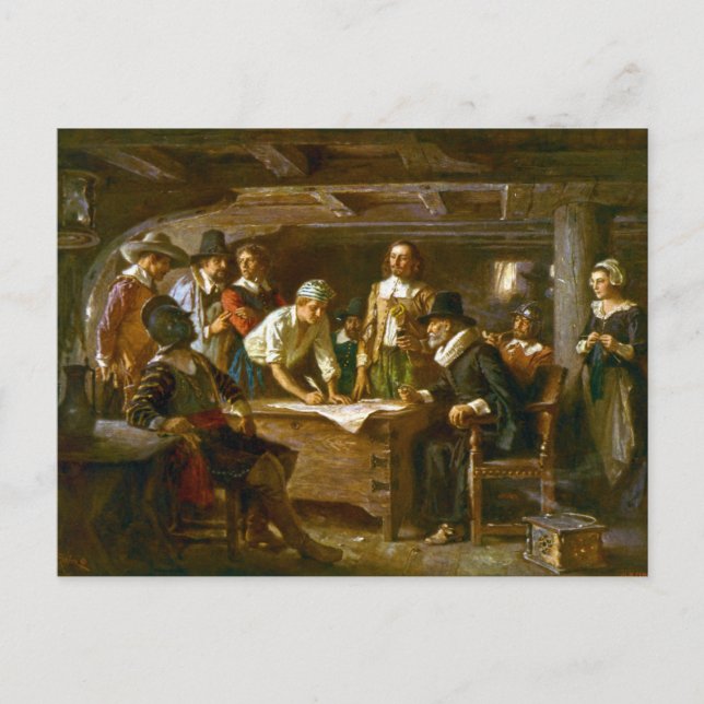 Postal Postcard The Mayflower Compact Ferris 1620 (Anverso)
