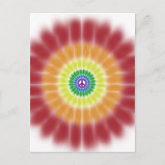 Postal Postcard, Tie Dye Rainbow Peace Sign Explosion