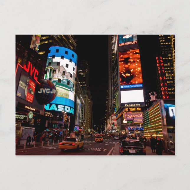 Postal Postcard Times Square por la noche, Manhattan New  (Anverso)