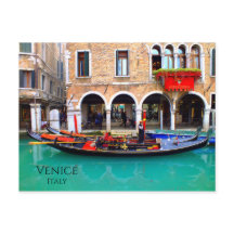 Postcard veneciano Gondoliers