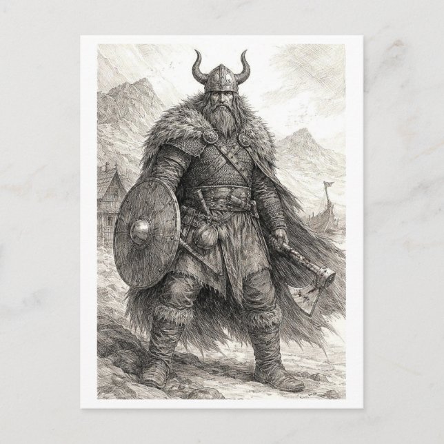 Postal Postcard. Viking warrior (Anverso)
