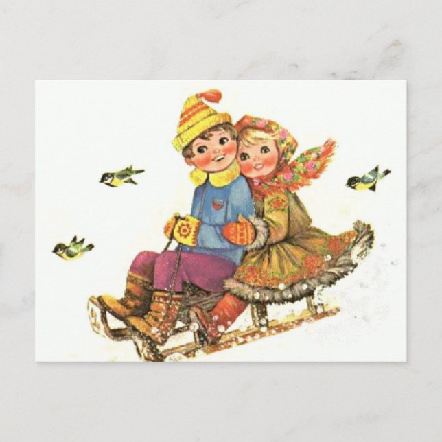 Postal Postcard Vintage Winter Sleigh Ride (Anverso)