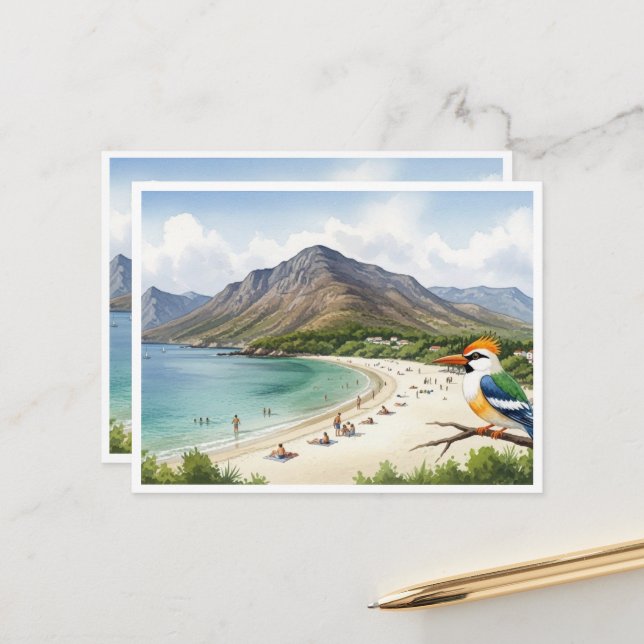 Postal Postcard Volcano & Feather (Anverso/Reverso In Situ)