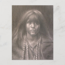 Postal Postcard with Drawing of Native American Child 