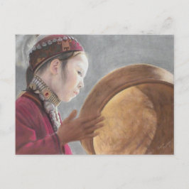 Postal Postcard with Pastel of Afghan Girl