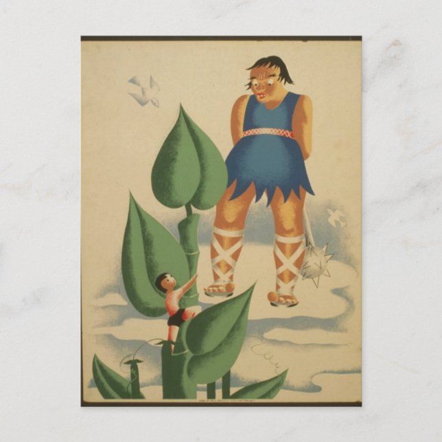 Postal Postcard-WPA-Jack y el Beanstalk (Anverso)