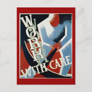 Postal Postcard-WPA-Work con cuidado