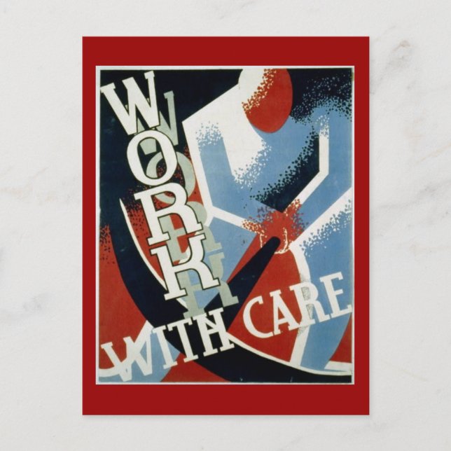 Postal Postcard-WPA-Work con cuidado (Anverso)