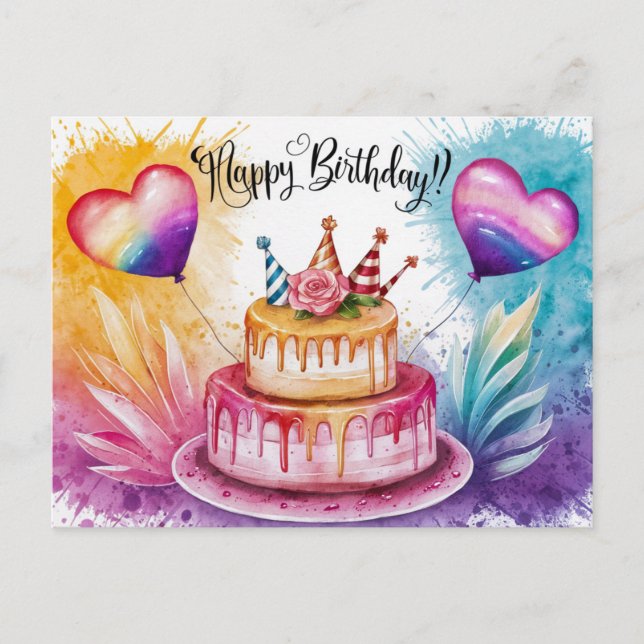 Postal Postcards Happy Birthday Gateau 02 (Anverso)