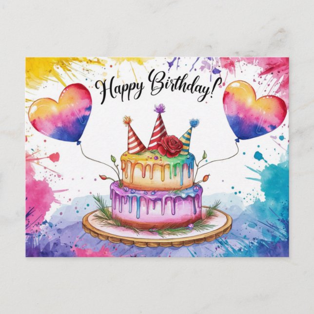 Postal Postcards Happy Birthday Gateau 03 (Anverso)