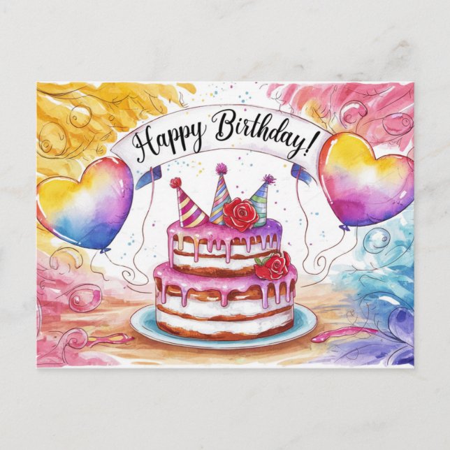 Postal Postcards Happy Birthday Gateau 10 (Anverso)
