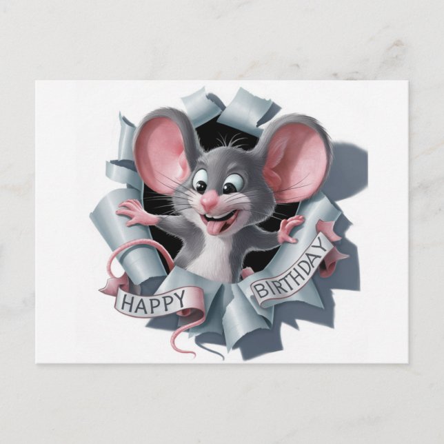 Postal Postcards Happy Birthday Souris (Anverso)