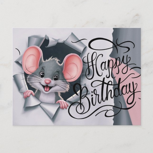 Postal Postcards Happy Birthday Souris 02 (Anverso)