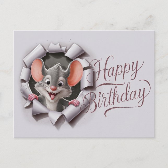 Postal Postcards Happy Birthday Souris 05 (Anverso)