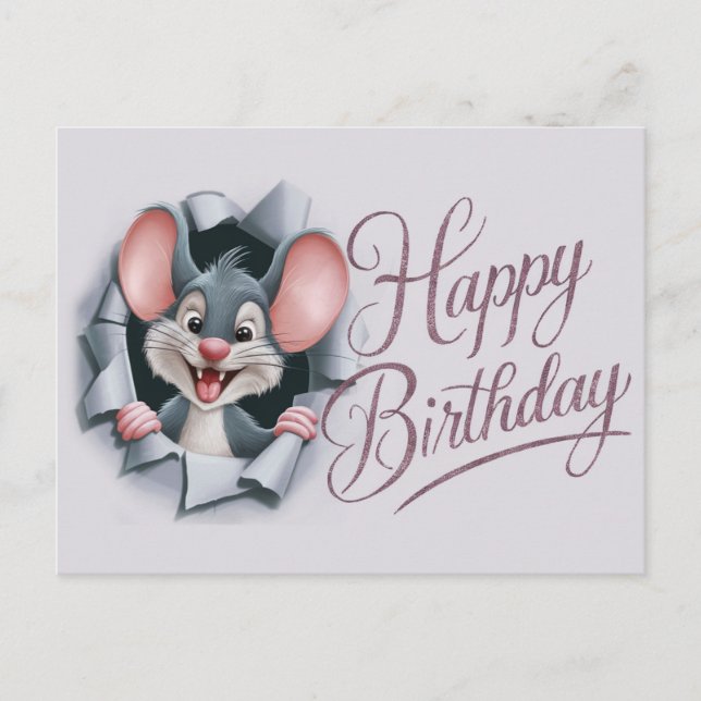 Postal Postcards Happy Birthday Souris 06 (Anverso)