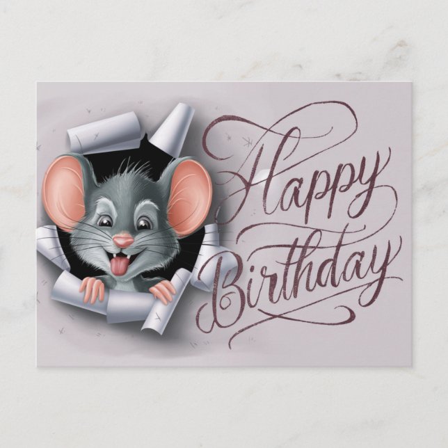 Postal Postcards Happy Birthday Souris 08 (Anverso)