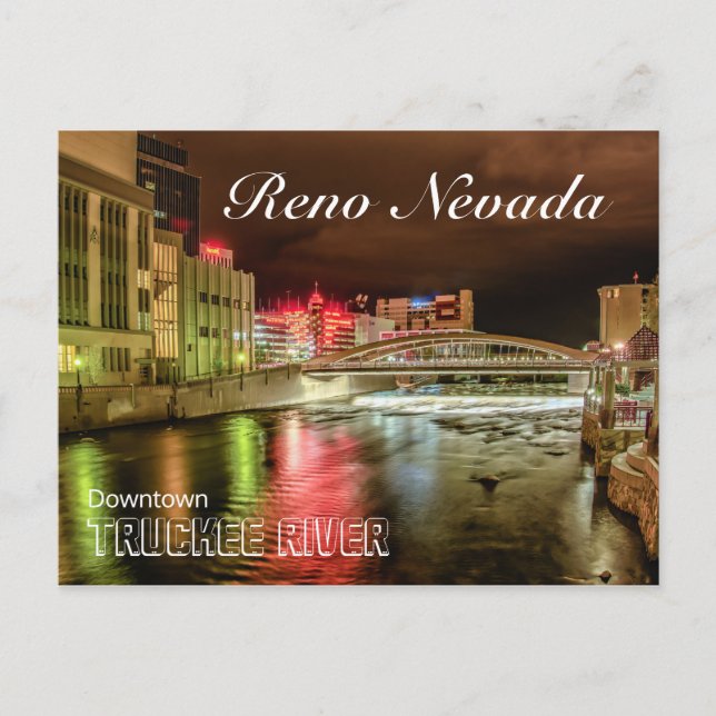 Postal Postcare del puente del río Truckee en el centro d (Anverso)