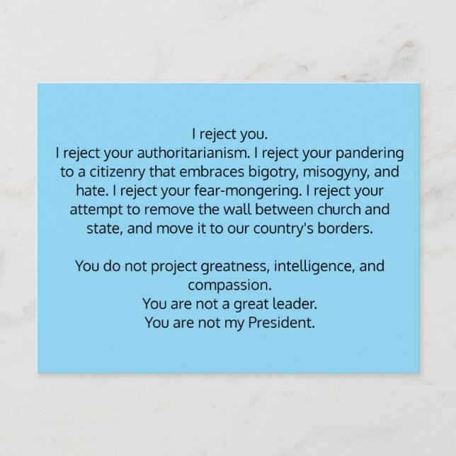 Postal Postcarta al presidente Trump (Anverso)