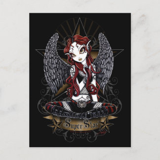 Postal Postcarta Angel Stevie Tattooed Rock Star