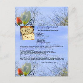 Postal Postcarta antigua de la receta de pan raisin de mo