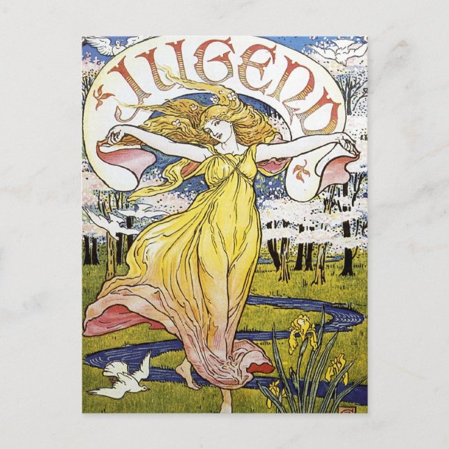 Postal Postcarta Art Nouveau - Primavera (Anverso)