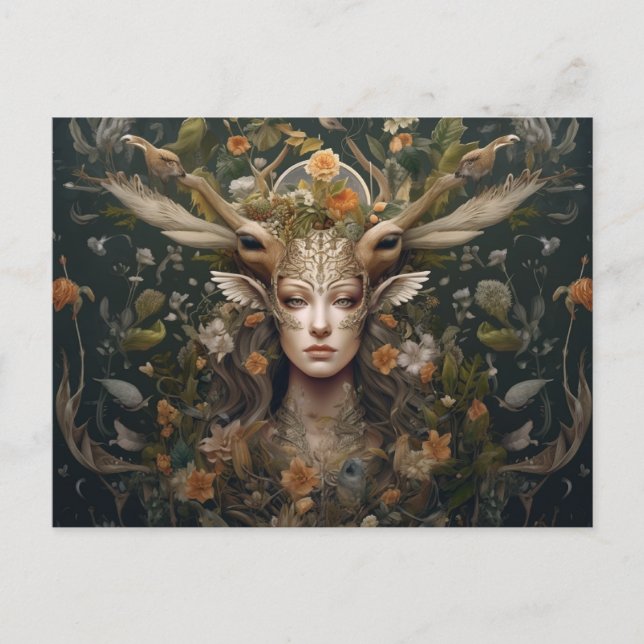 Postal Postcarta artística nórdica retro pagana (Anverso)