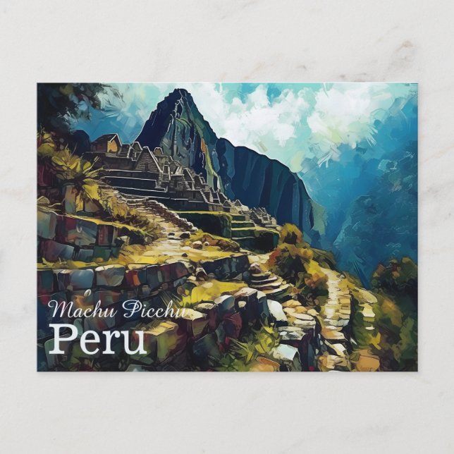Postal Postcarta artística para Machu Picchu Perú (Anverso)