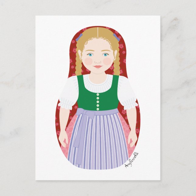 Postal Postcarta austríaca de Matryoshka (Anverso)