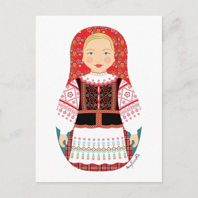 Postal Postcarta bielorrusa Matryoshka (Anverso)