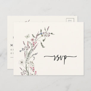 Postal Postcarta Boda de RSVP floral