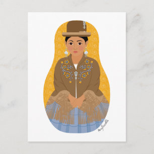 Postal Postcarta boliviana, aymara Matryoshka