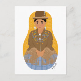 Postal Postcarta boliviana, aymara Matryoshka