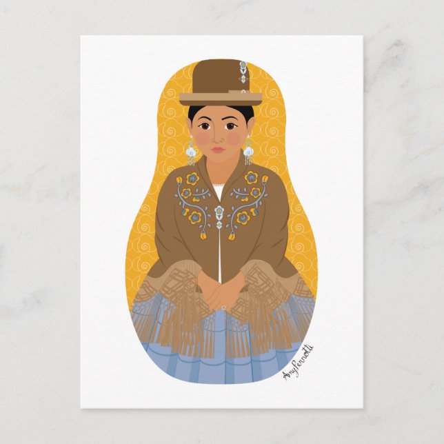 Postal Postcarta boliviana, aymara Matryoshka (Anverso)