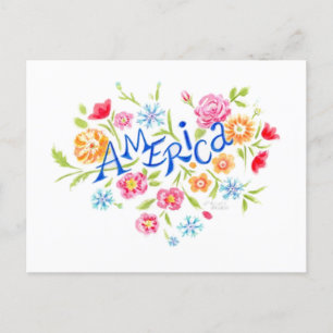 Postal Postcarta cardíaca floral de Estados Unidos