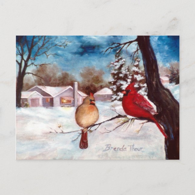 Postal Postcarta cardinal de Winters Serenity (Anverso)