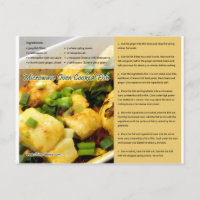 Postcarta china de la receta de pescado cocinado p