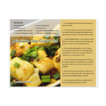 Postcarta china de la receta de pescado cocinado p