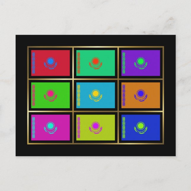 Postal Postcarta con banderas multihumorísticas de Kazaji (Anverso)