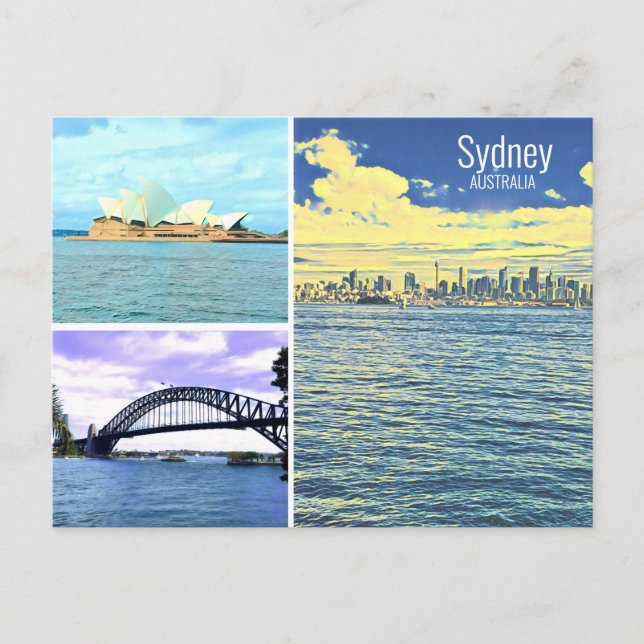 Postal Postcarta con iconos de Australia en Sídney (Anverso)