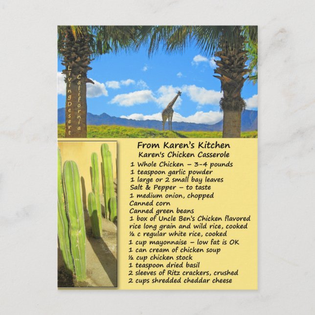 Postal Postcarta con receta de castellano de pollo (Anverso)