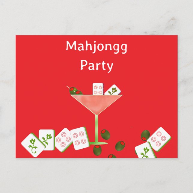 Postal Postcarta contemporánea Mahjong Fiesta Martini Gla (Anverso)