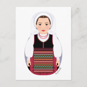 Postal Postcarta croata Lika Brunette Matryoshka