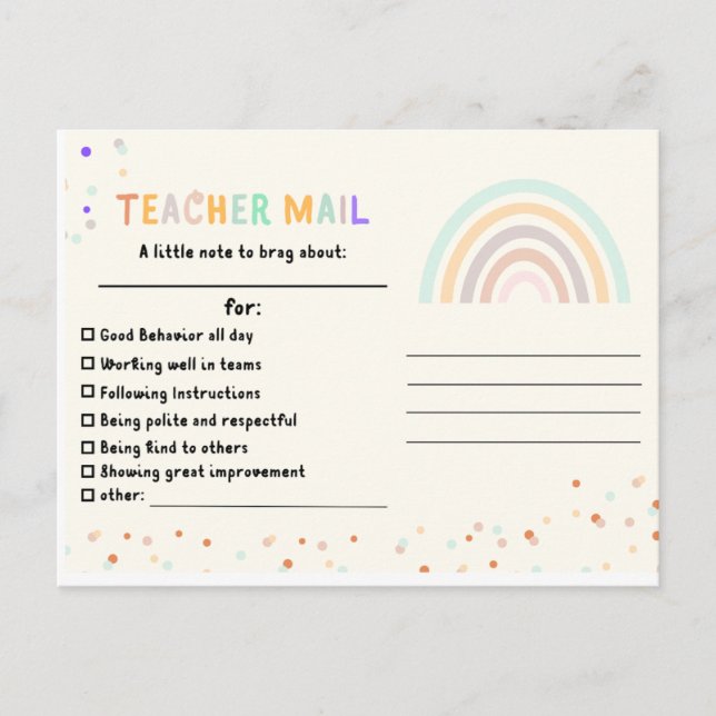 Postal Postcarta de agradecimiento a los estudiantes (Anverso)