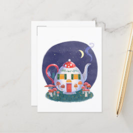 Postal Postcarta de algodón para hongos de Teapot
