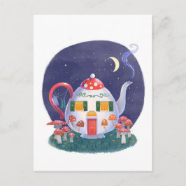 Postal Postcarta de algodón para hongos de Teapot
